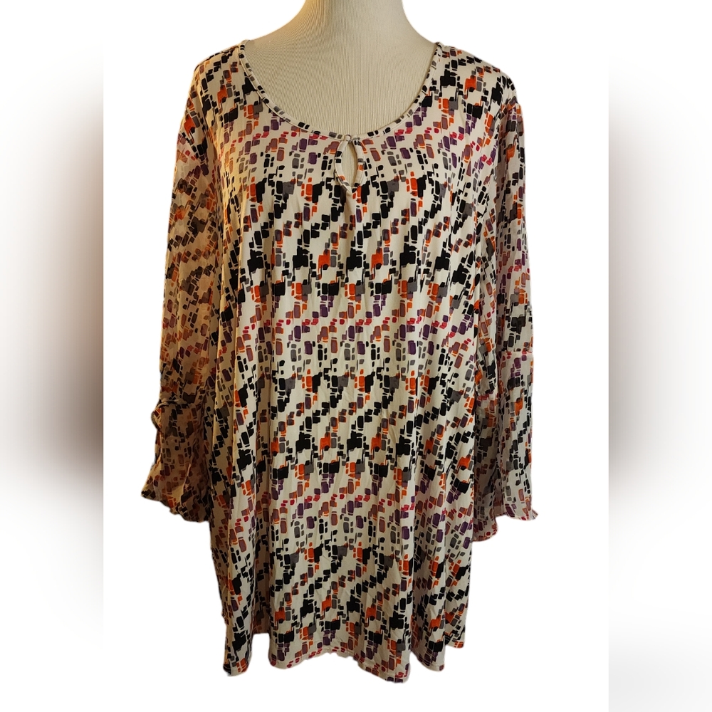 Cato Est. 1946 Multi Geo 3/4 Sleeve Blouse